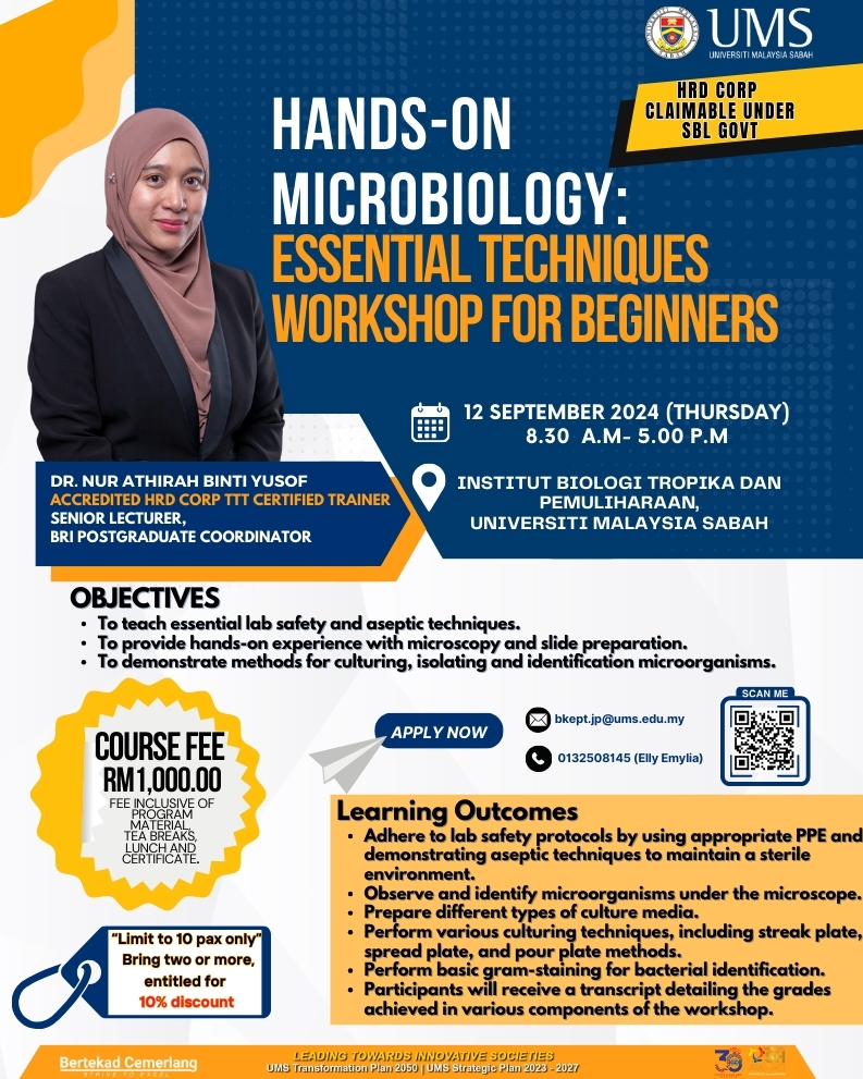 <center>PROGRAM HANDS-ON MICROBIOLOGY: ESSENTIAL TECHNIQUES WORKSHOP FOR BEGINNERS</center><br>
