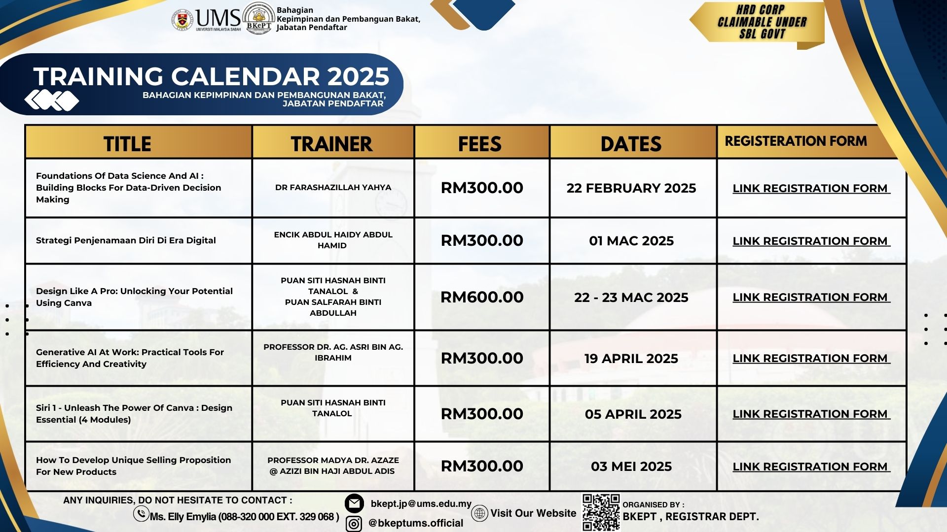 KURSUS KOMERSIAL TAHUN 2025 (TRAINING CALENDAR) 